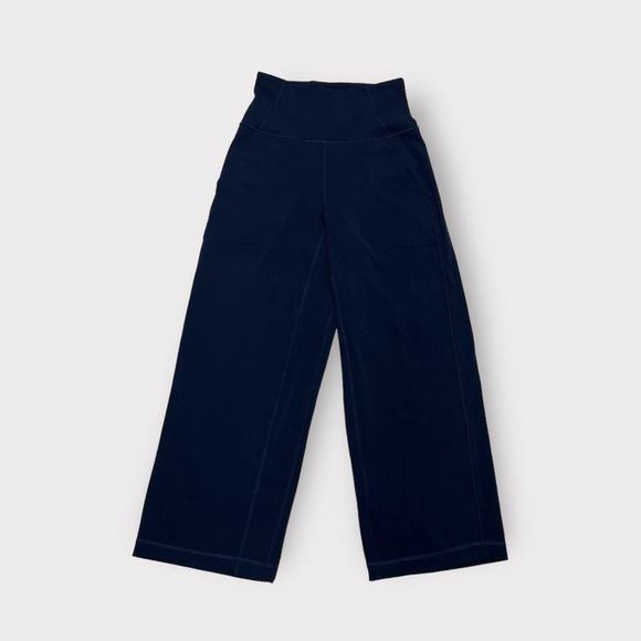 Lululemon Align Wide Leg Crop 23" 2 Navy Nulu High Rise Knit Pull On Pants - Picture 4 of 8